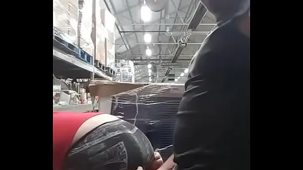 Watch Quickie with a co-worker in the warehouse energy Tube