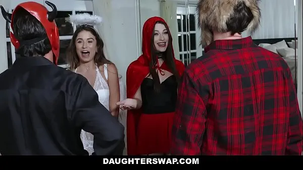 Watch Cosplay (Lacey Channing) (Pamela Morrison) Receive Juicy Halloween Treat From StepDaddies energy Tube