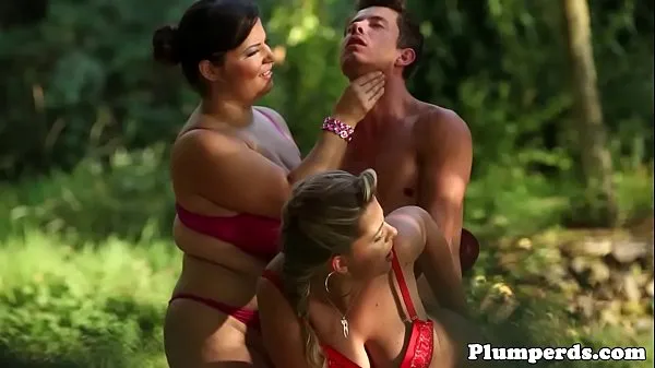 Watch BBW duo dominates y. guy outdoors energy Tube