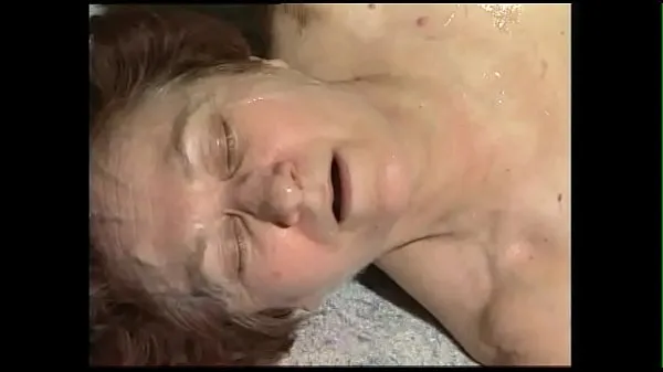 Tonton Hairy granny takes a huge facial from her young fucker Energy Tube