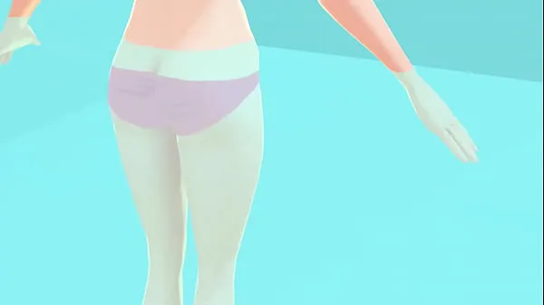 Tonton Toyota's anime girl shakes big breasts in a pink bikini Energy Tube
