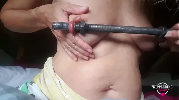 nippleringlover kinky inserting 16mm rod in extreme stretched nipple piercings part1 Enerji Tüpünü izleyin
