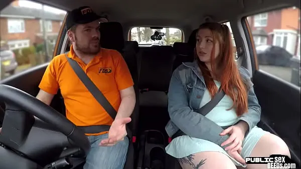 Oglejte si Curvy ginger inked babe publicly fucked in car by instructor Energy Tube