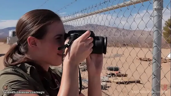 Se Sexy war reporter Casey Calvert caught on cam soldier James Deen fucking bound babe Lyla Storm then she is caught and anal fucked too in a desert energy Tube