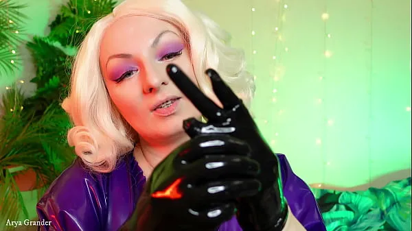 Watch ASMR wearing latex rubber gloves - beautiful hot blonde MILF teasing close up energy Tube