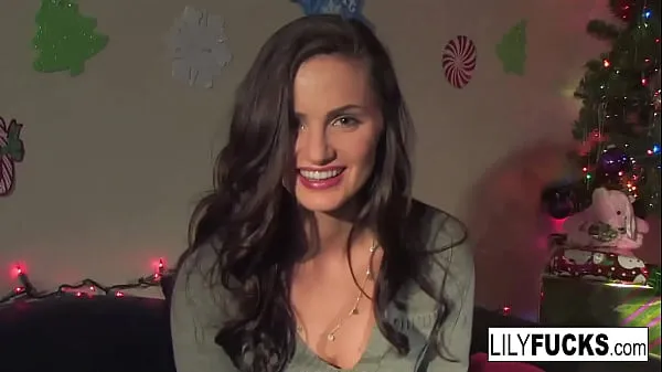 Watch Lily tells us her horny Christmas wishes before satisfying herself in both holes energy Tube