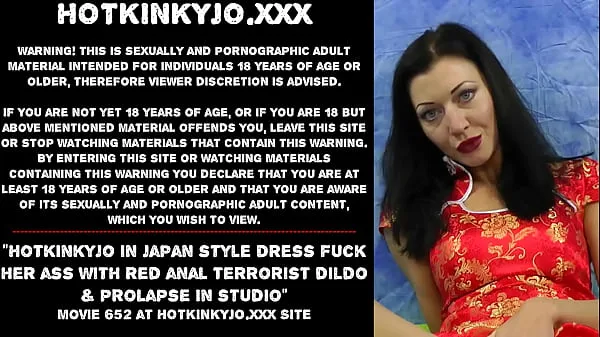 Watch Hotkinkyjo in japan style dress fuck her ass with red anal terrorist dildo & prolapse in studio energy Tube
